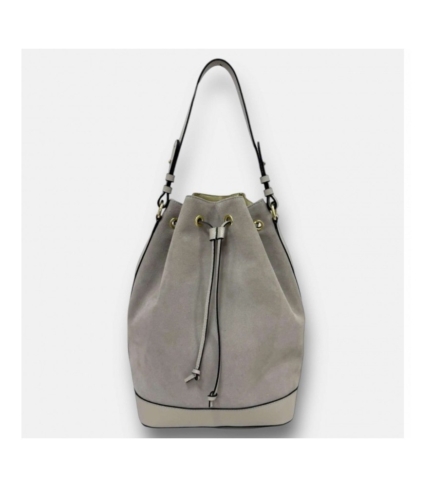 SVEVA MAXI GRIGIO - Secchiello in suede e pelle