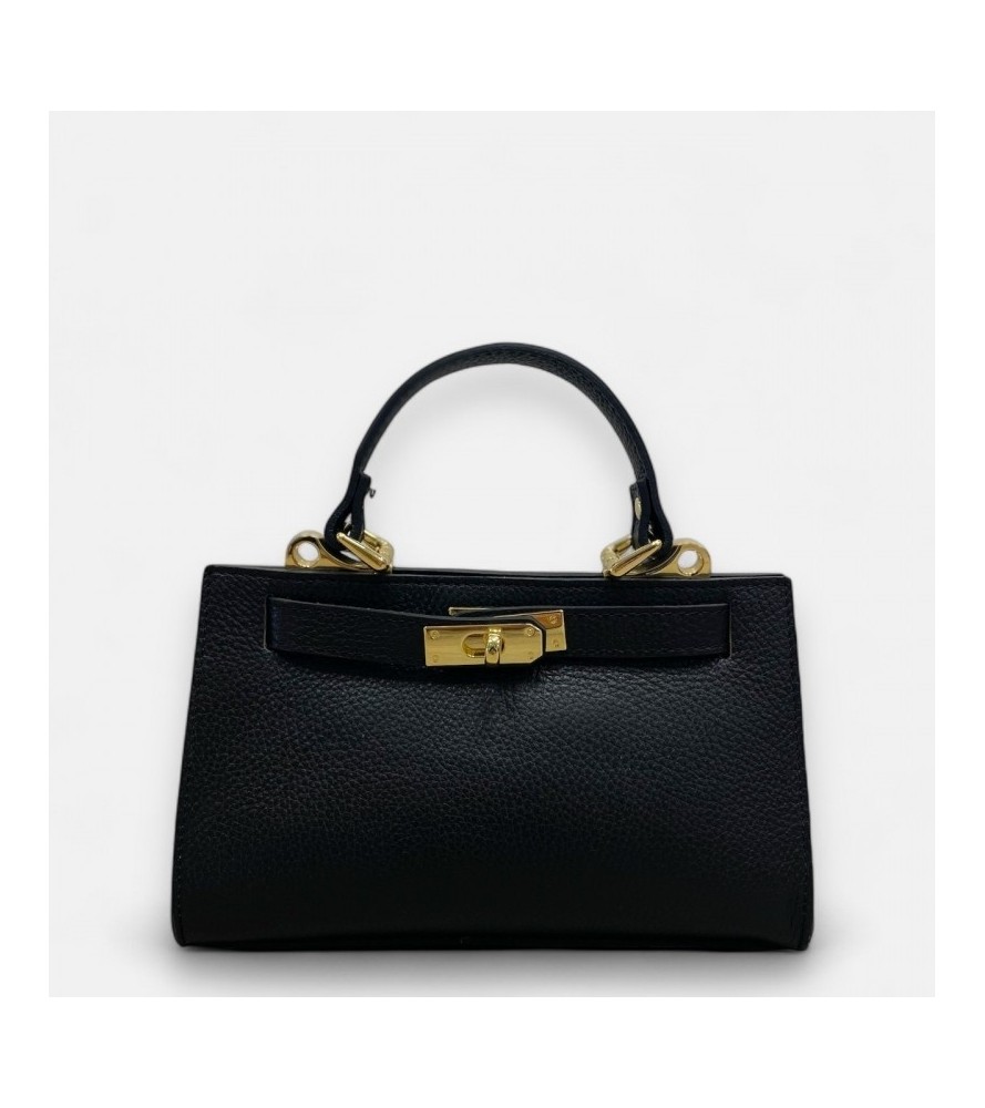 CARA NERA - Borsa a mano in vera pelle nera